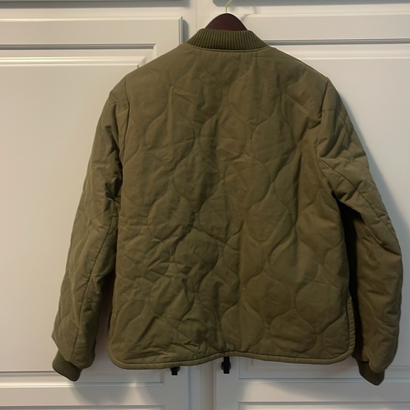 Madewell military quilted olive green jacket small never worn snap front $50 - Picture 3 of 6